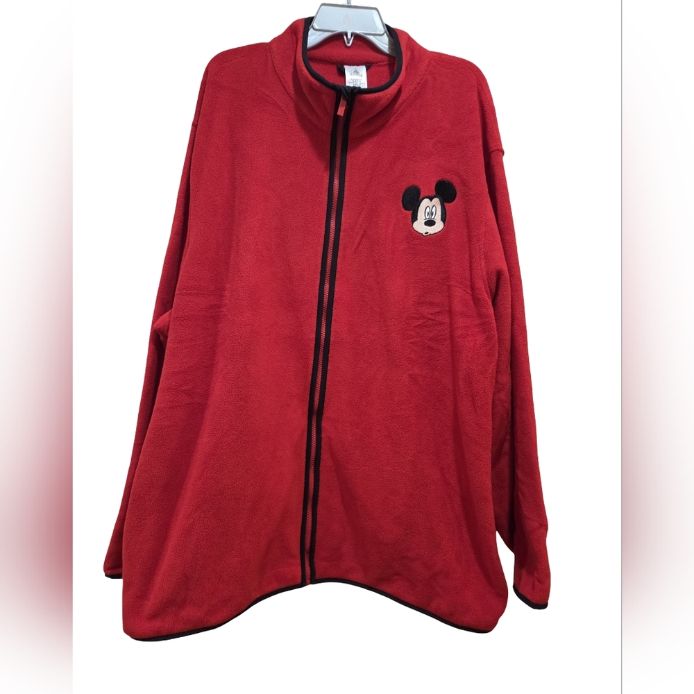 Disney Store Mickey Mouse Full Zip Red Fleece Jacket Men's Size XXXL NEW